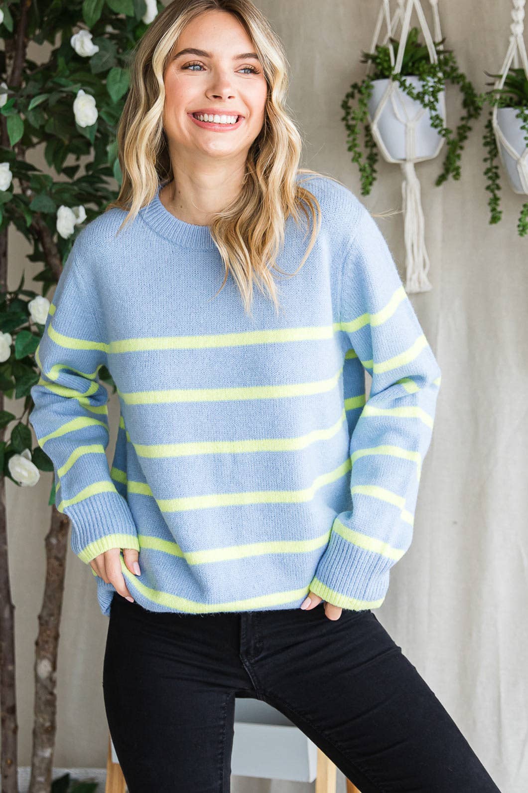 Baby Blue Striped Sweater