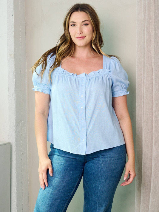 Ice Blue Button Up Top