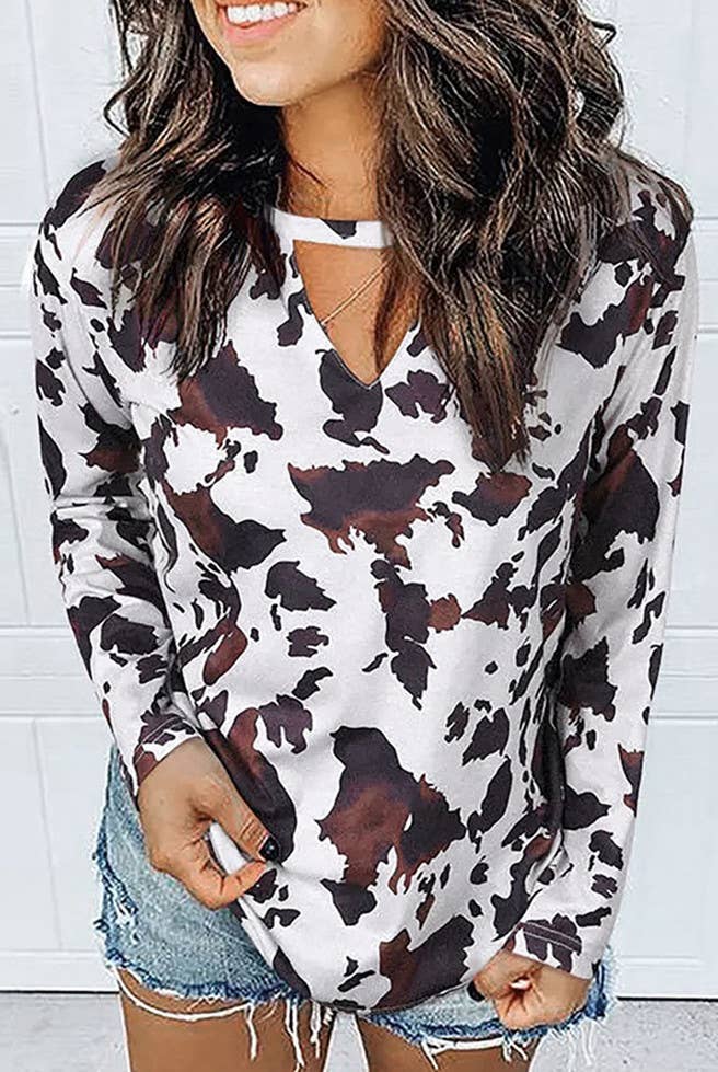 Cow Print Casual Top