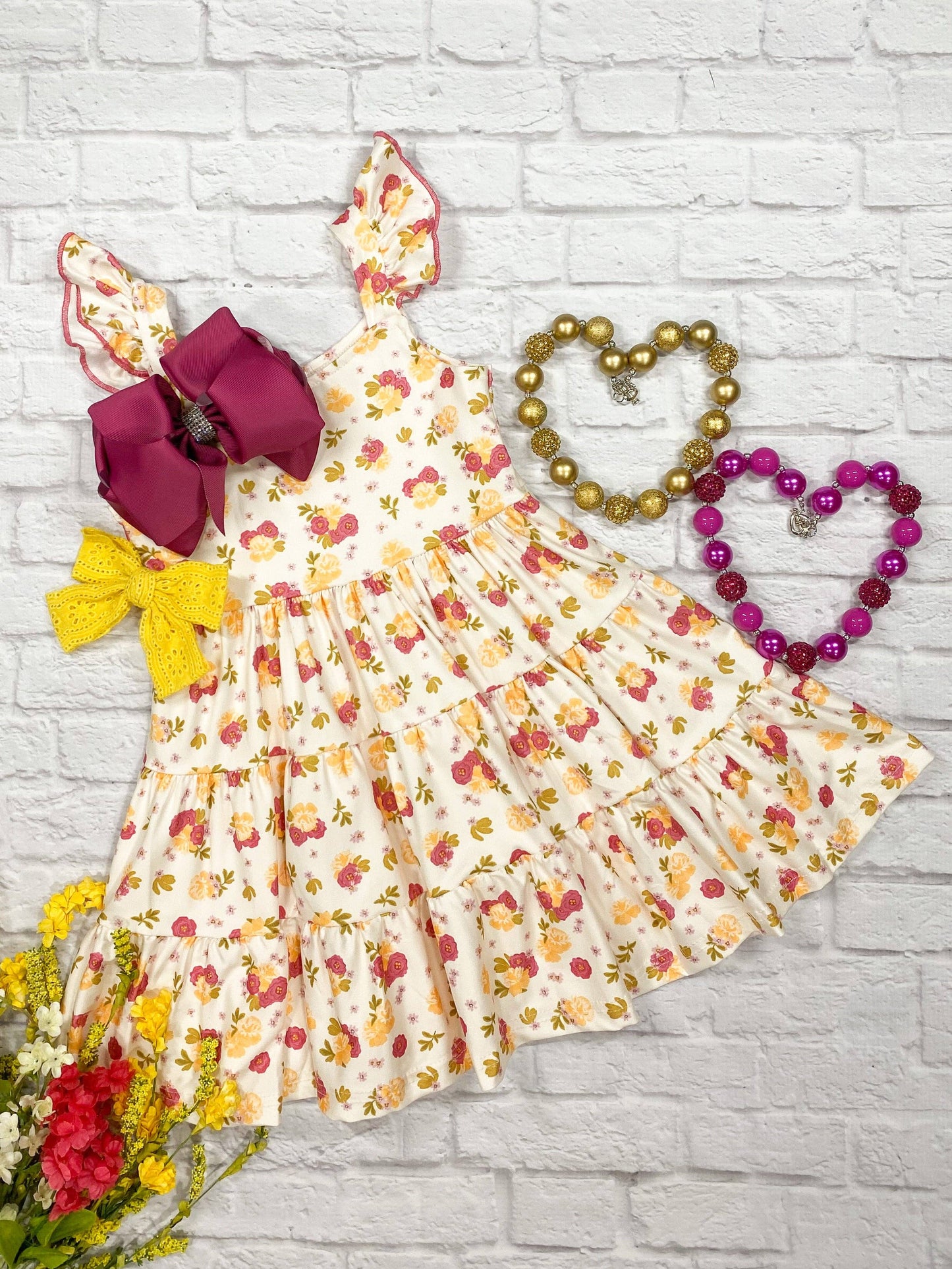 Marigold Floral Twirl Dress